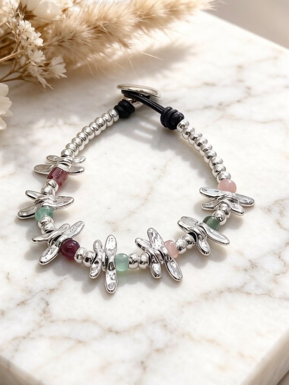 UNO de 50 handmade colorful bead dragonfly bracelet
